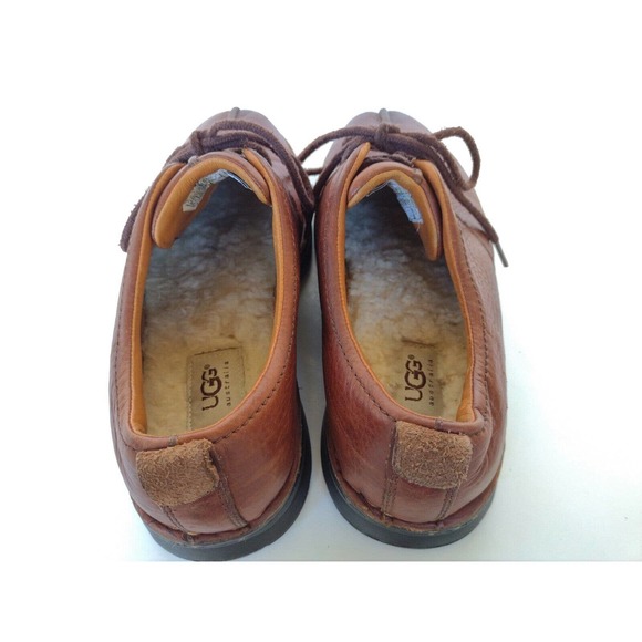UGG Mens Casual Brown Leather Shearling Lined Lace up Oxford Shoes 9.5 M main image 6